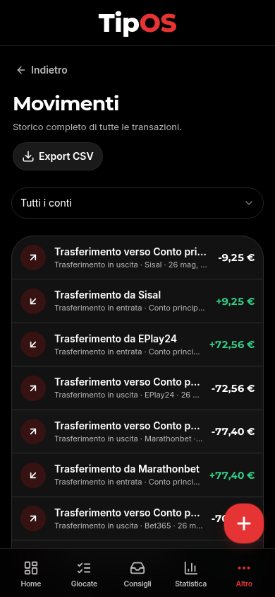 Movimenti e trasferimenti — TipOS mobile