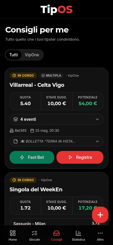 TipOS mobile — Consigli